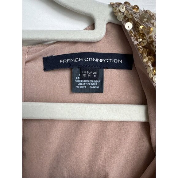 FRENCH CONNECTION Dress Size 4 Emille Sparkle Long Sleeve Sequin Sheath Brown - Picture 4 of 6